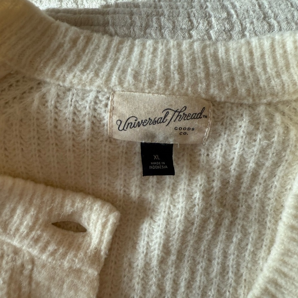 Universal Thread Cream Ribbed Button-Front Cardigan - Picture 2 of 2